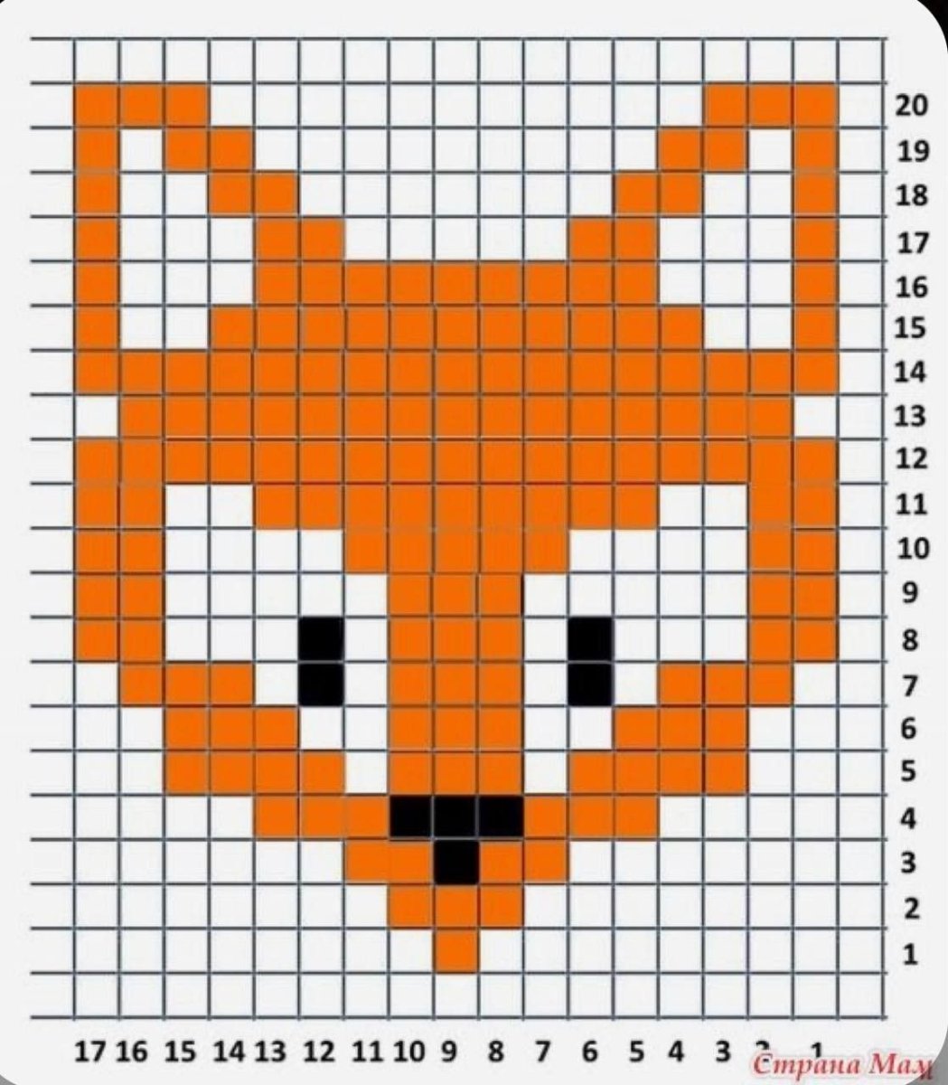 Схема вышивки крестом лиса