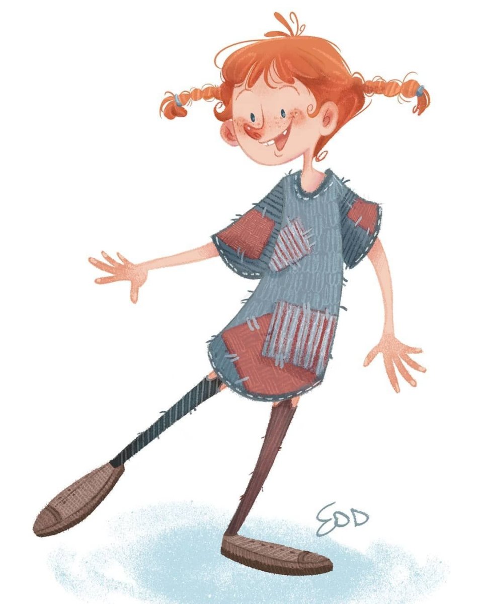 Пеппи несет лошадь