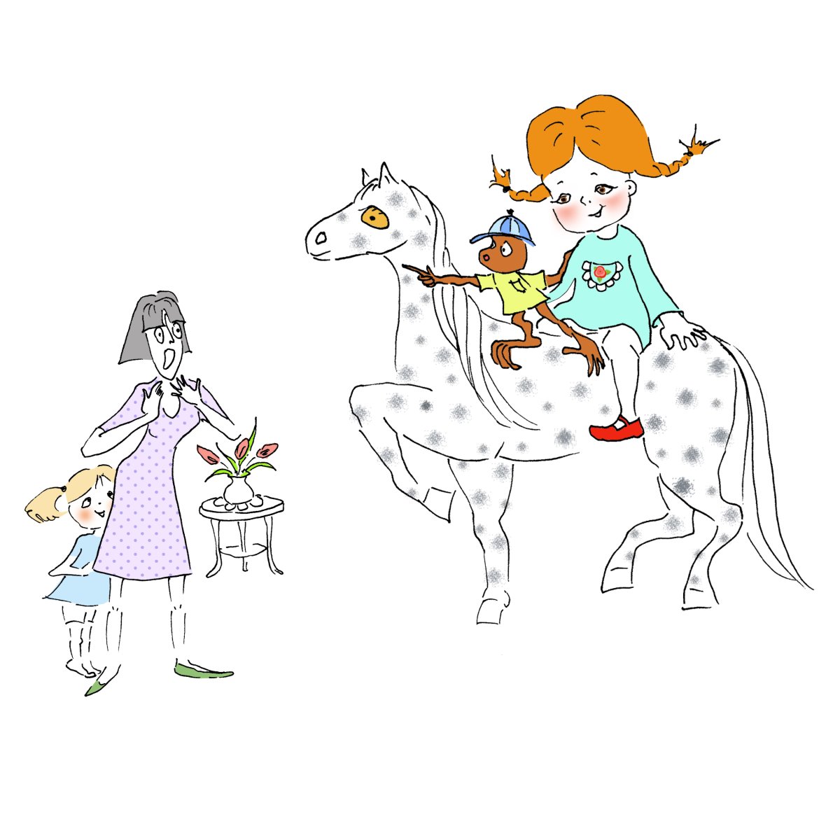 Пеппи длинный чулок картинки для срисовки