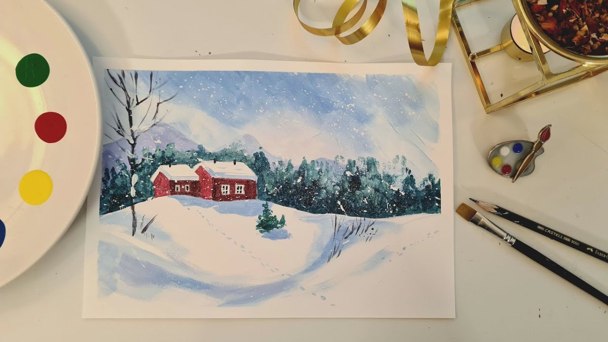 Пейзаж красками легко Крым