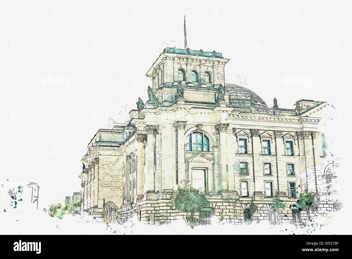 Архитектура акварель Рейхстаг