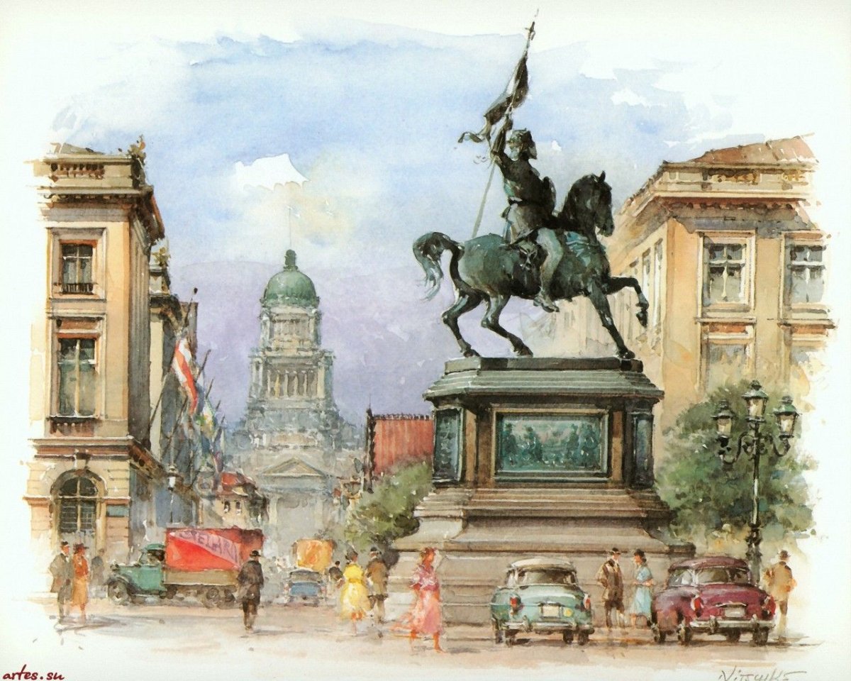 Detlev Nitschke города Европы акварели