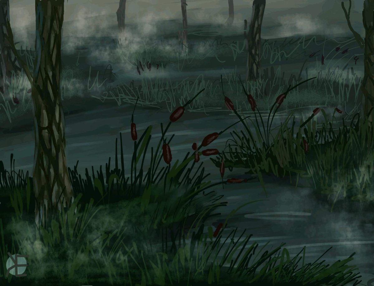 Болото рисунок карандашом