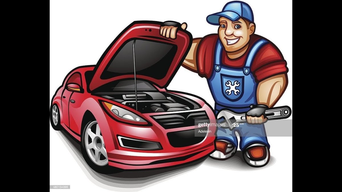 Автослесарь с машиной рисунком