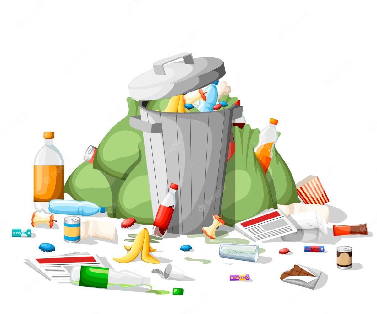 Пластиковые отходы на белом фоне