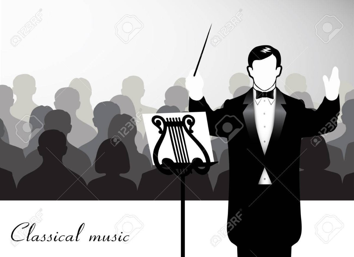 Дирижер управляет оркестром рисунок
