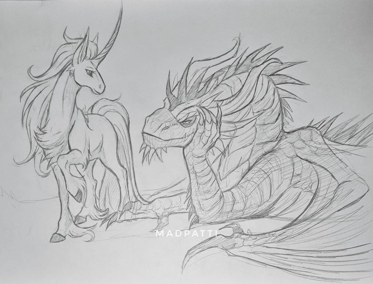 Мифические существа драконы карандашом