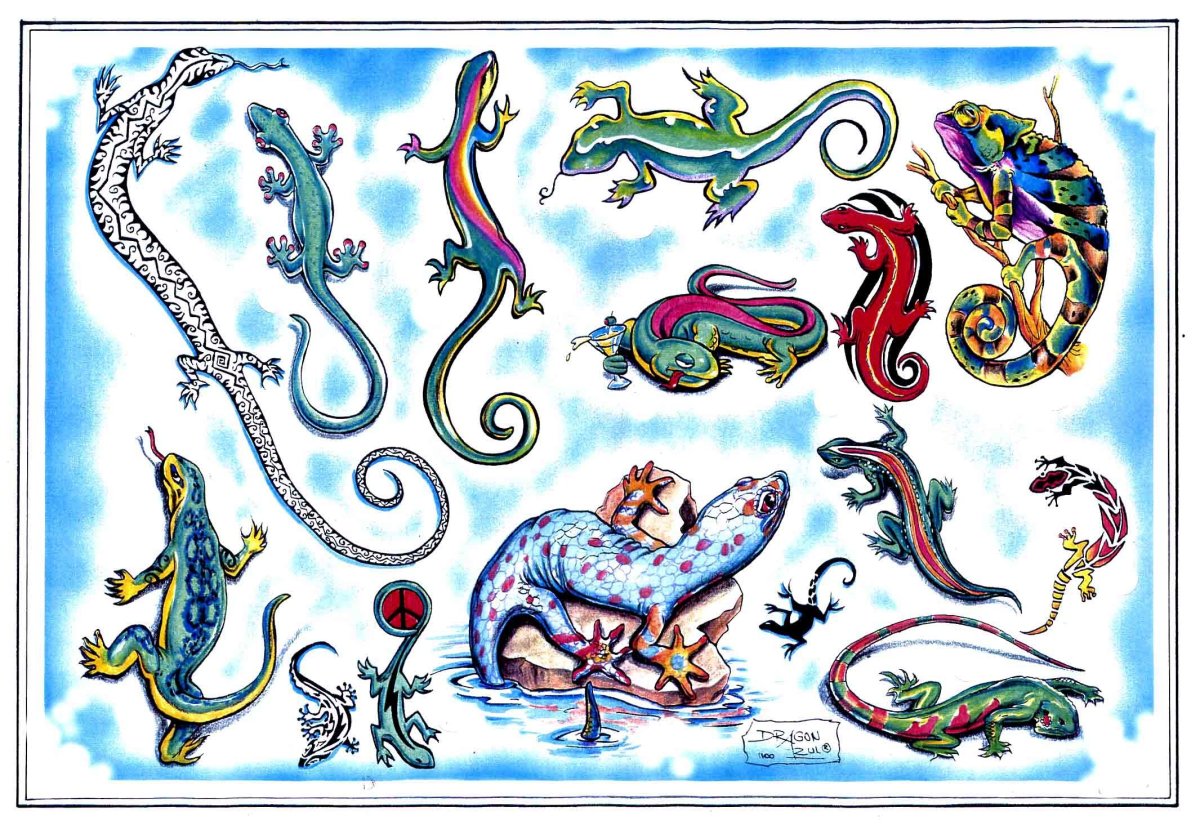 Тату ящерица эскизы