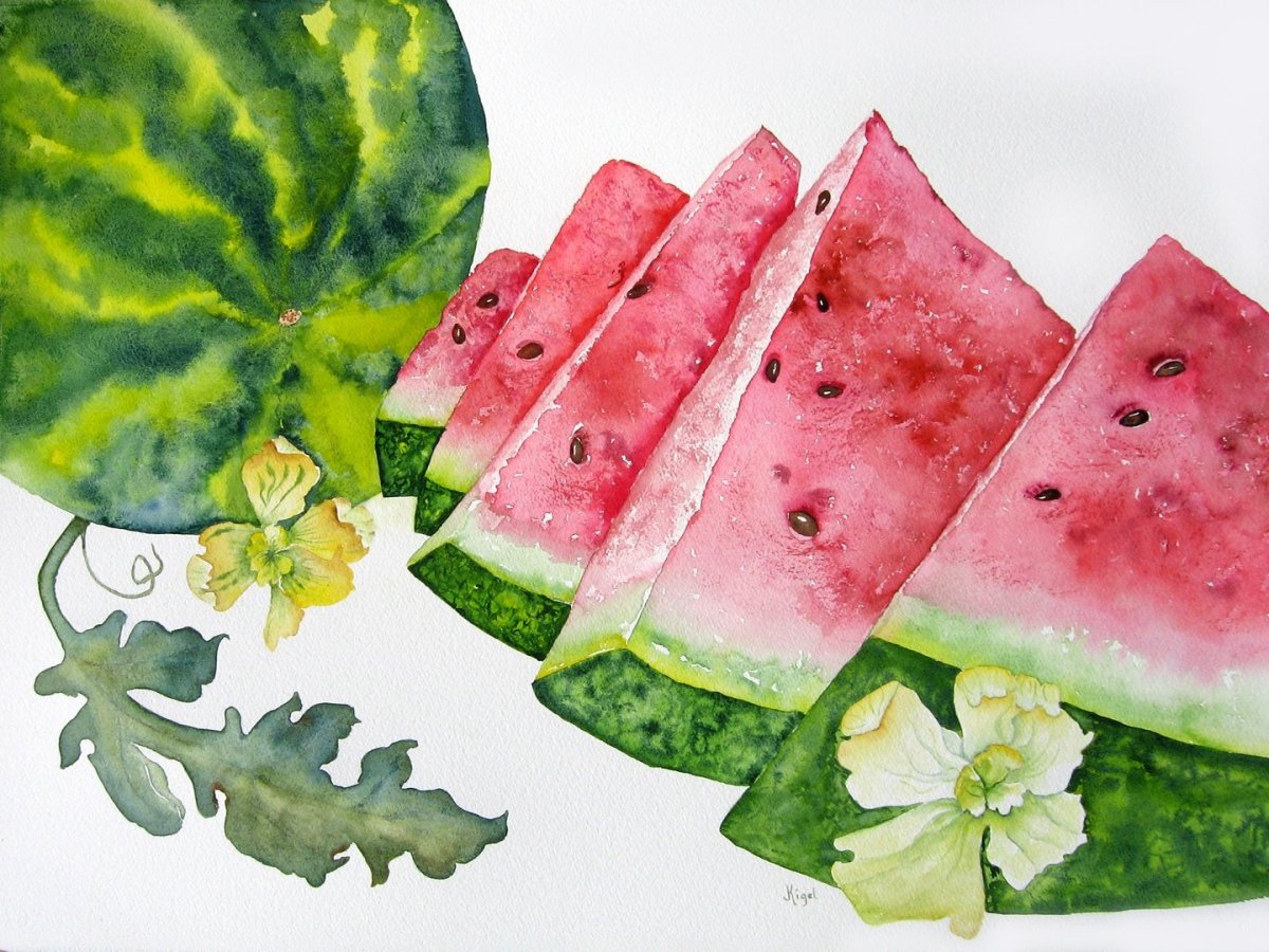 Арбуз гуашью