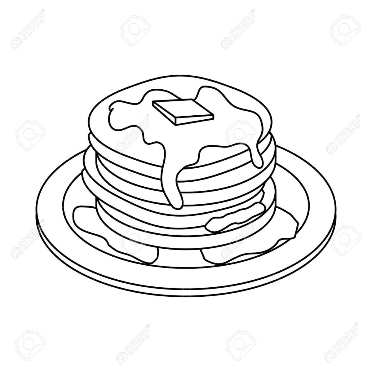 Нарисовать блины на тарелке