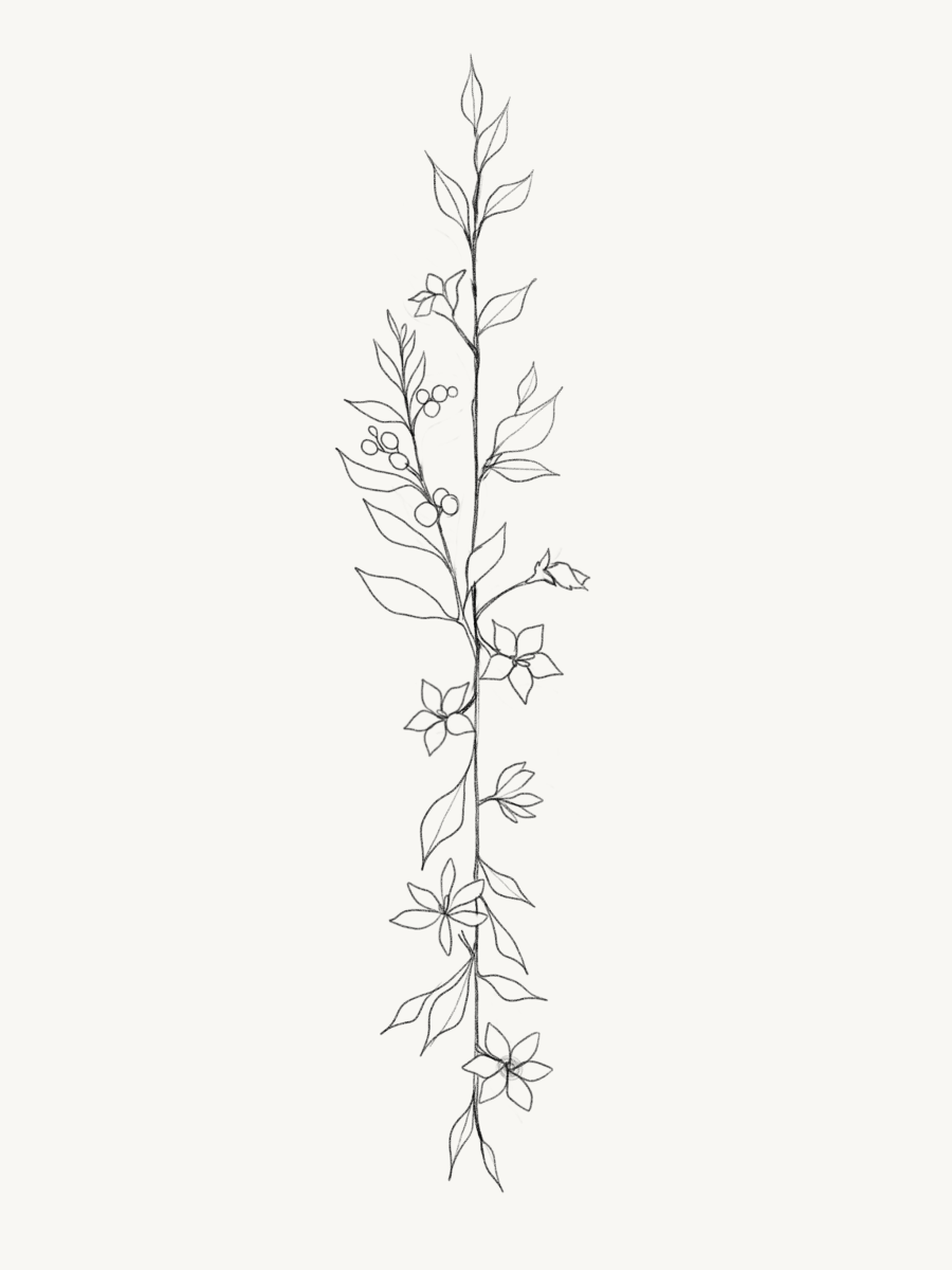 Эскиз тату веточка с цветами