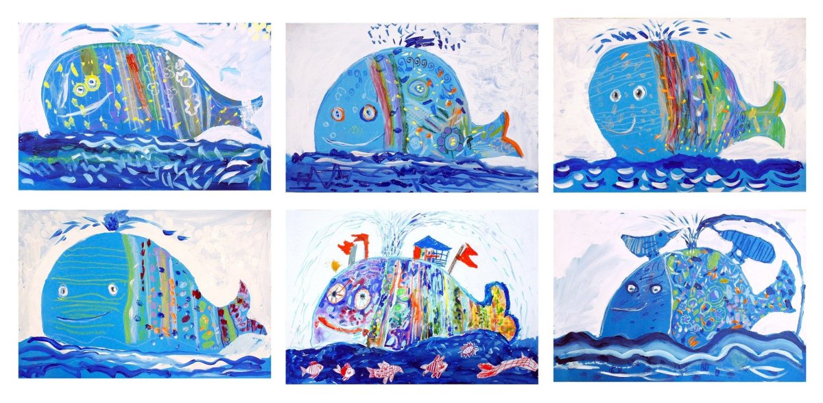 Рыба кит рисование для детей