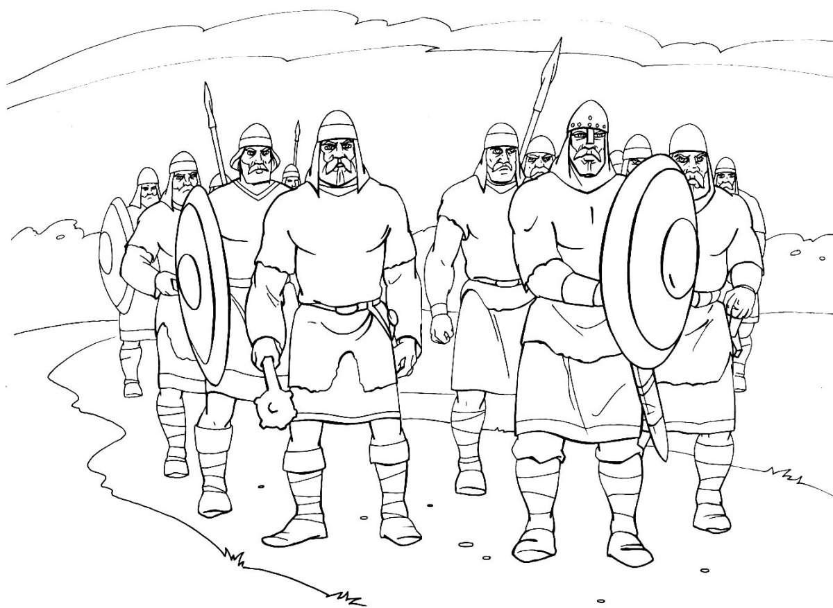 Раскраска богатырь Илья Муромец