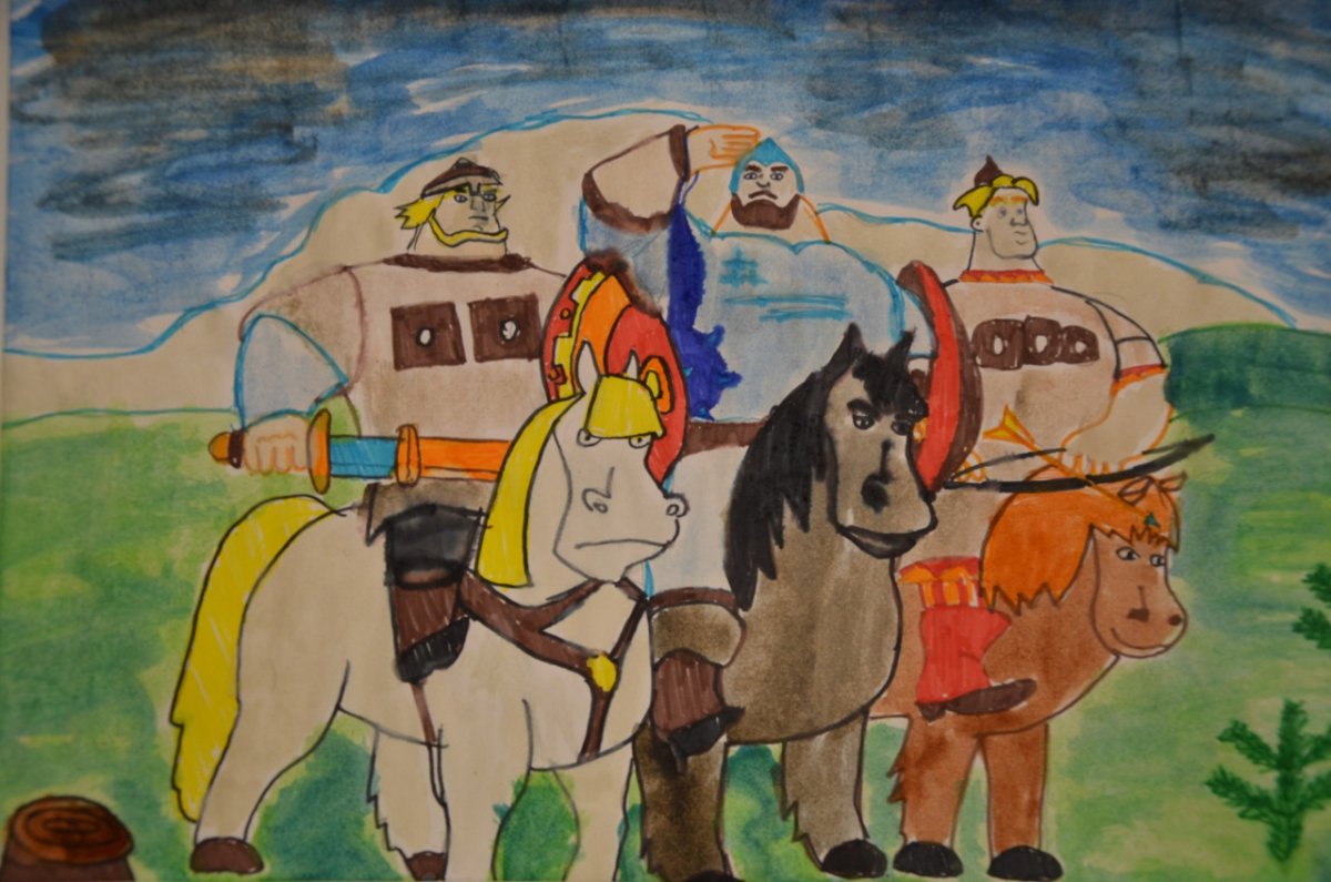 Трафареты на окна три богатыря