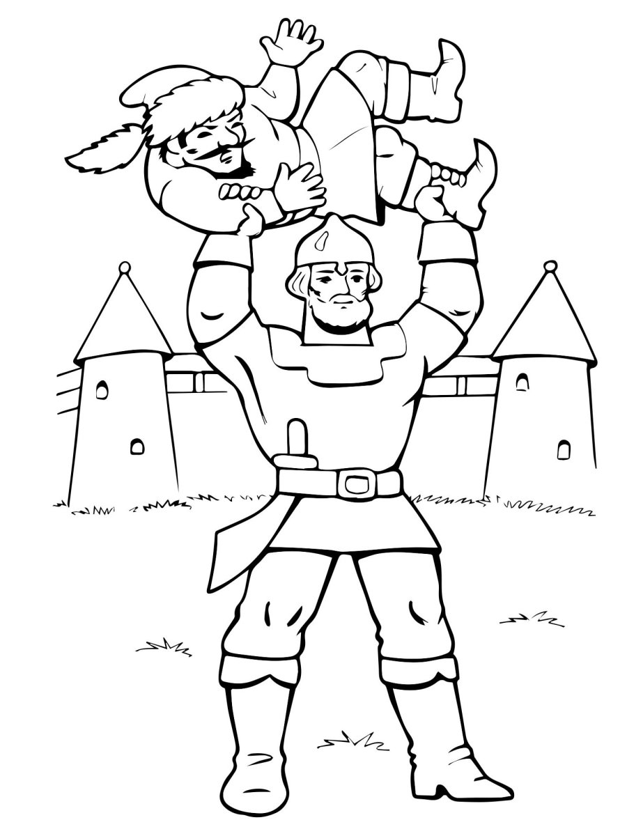 Алёша Попович и Тугарин змей раскраска