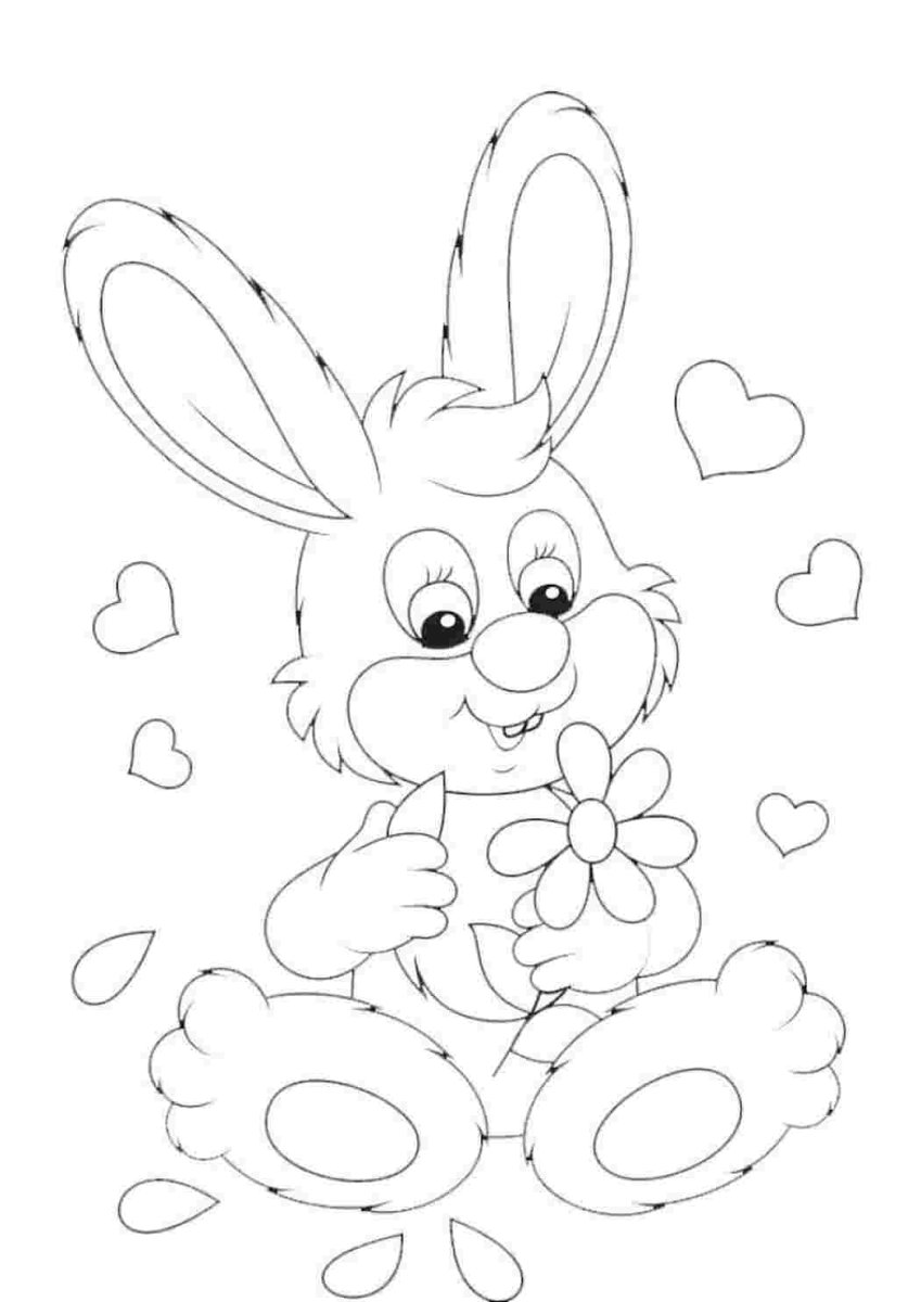 Милый зайчик раскраска - 75 фото