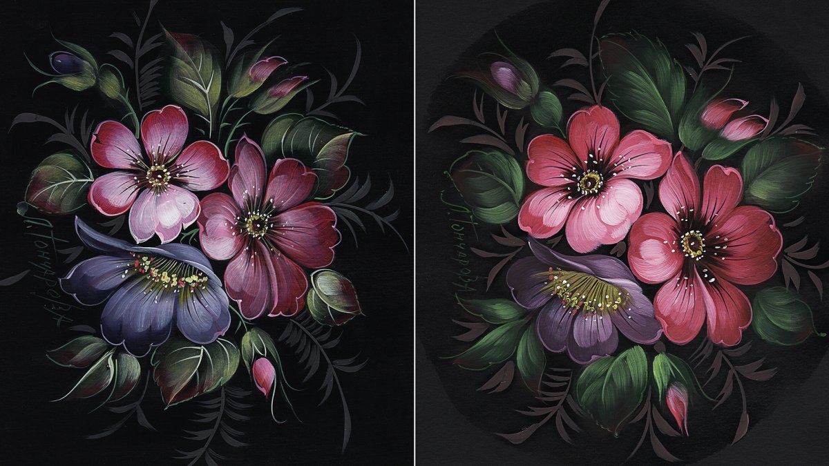 Раскраска жостовская роспись