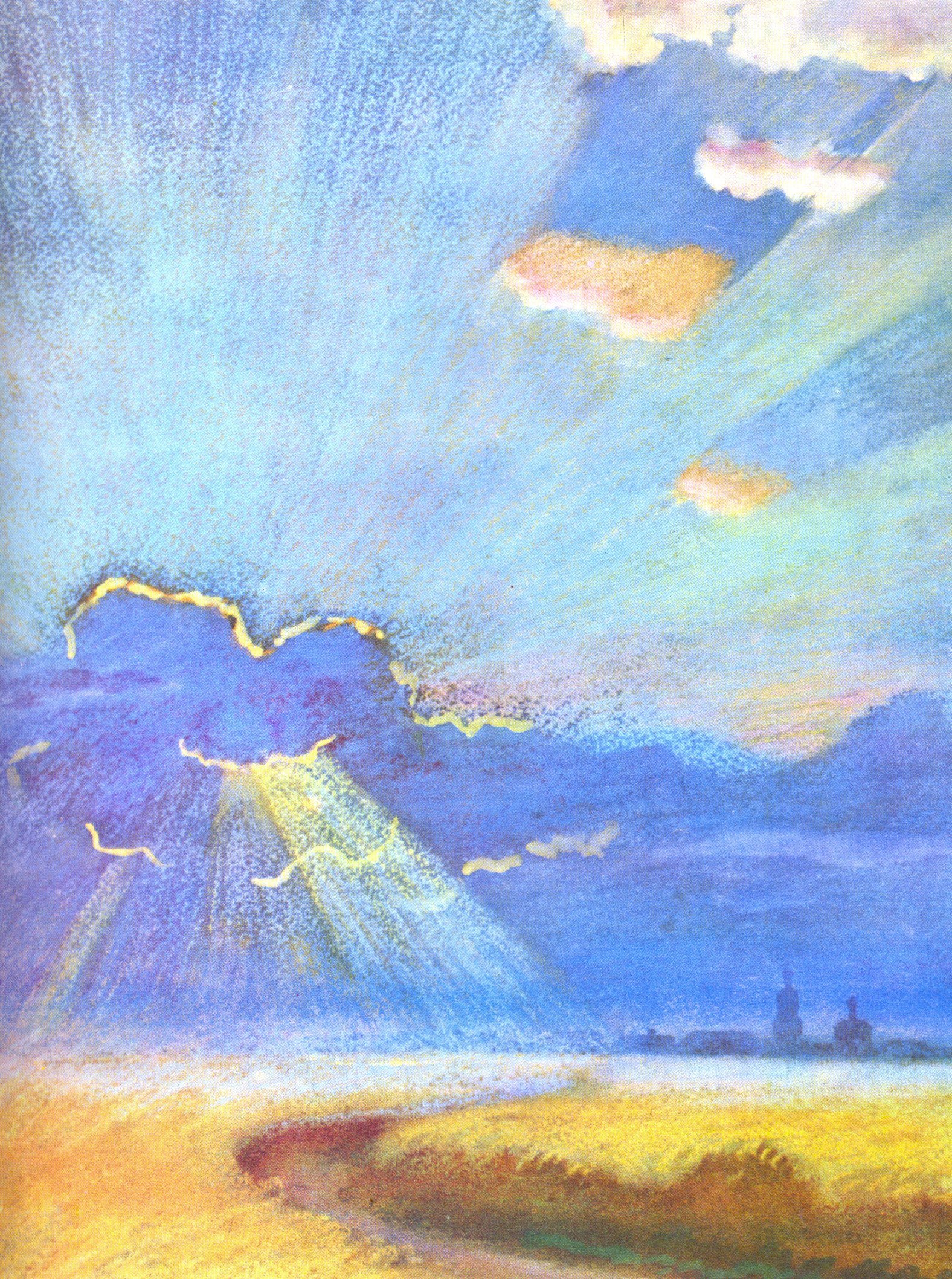 Стихотворение тучи по небу. Чюрленис картина Восход. Утёс Лермонтов иллюстрации. Облака акварелью. Небо рисунок.