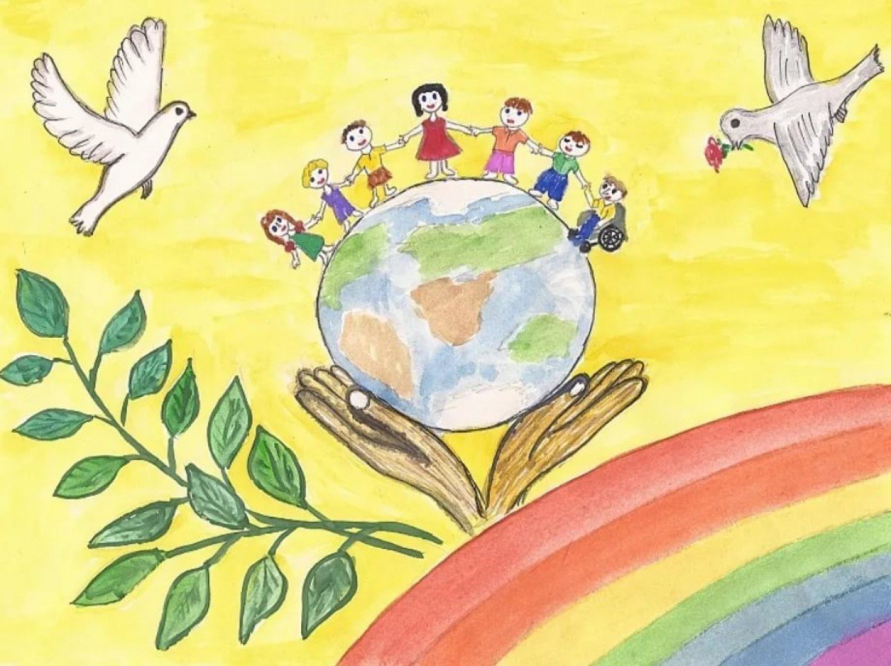 Детские рисунки на тему мир