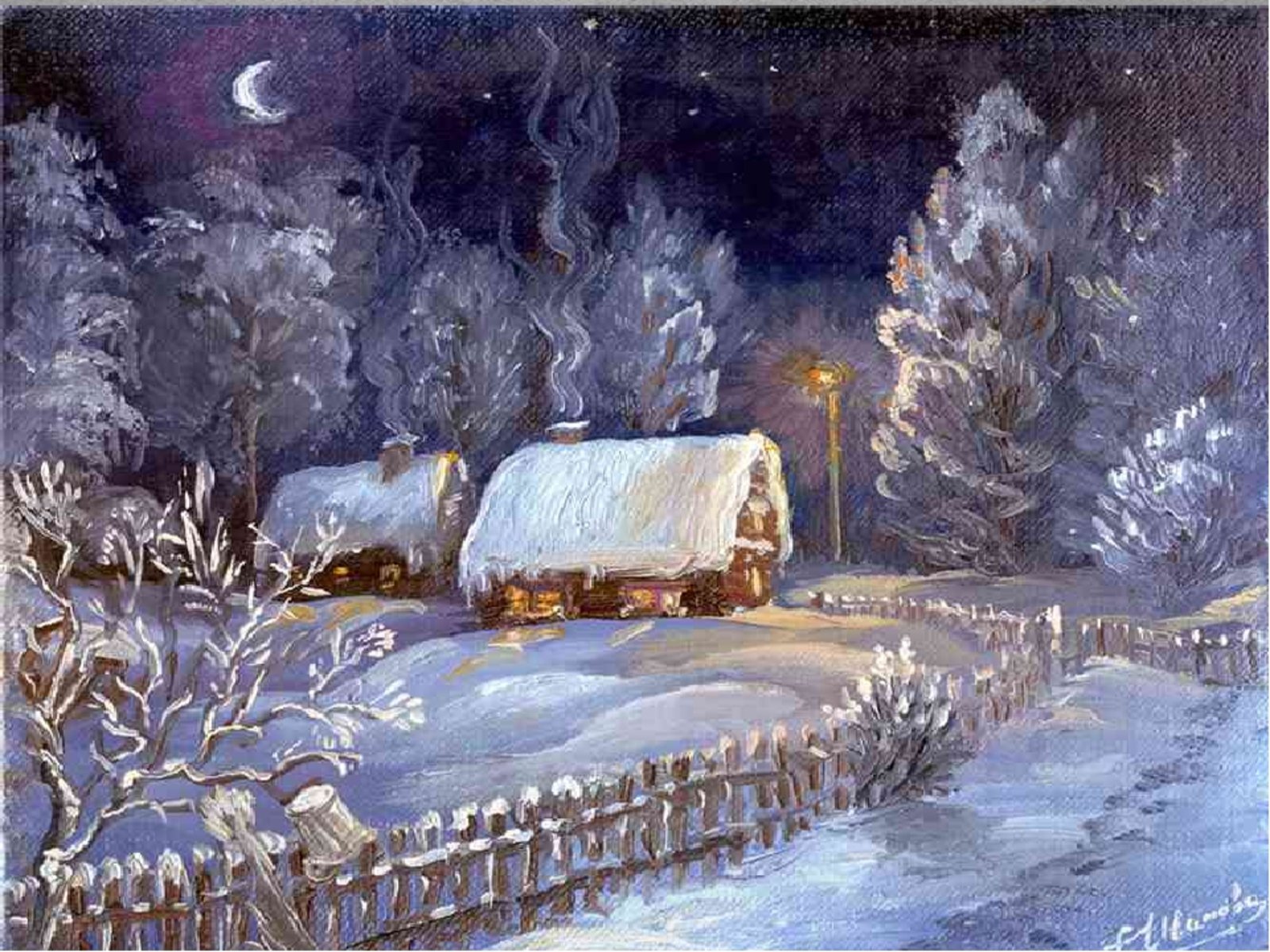 Песни зимний вечер хорош. Зимний ночной пейзаж. Зимняя сказка живопись. Украинская ночь зимой. Рождественский зимний вечер в деревне.