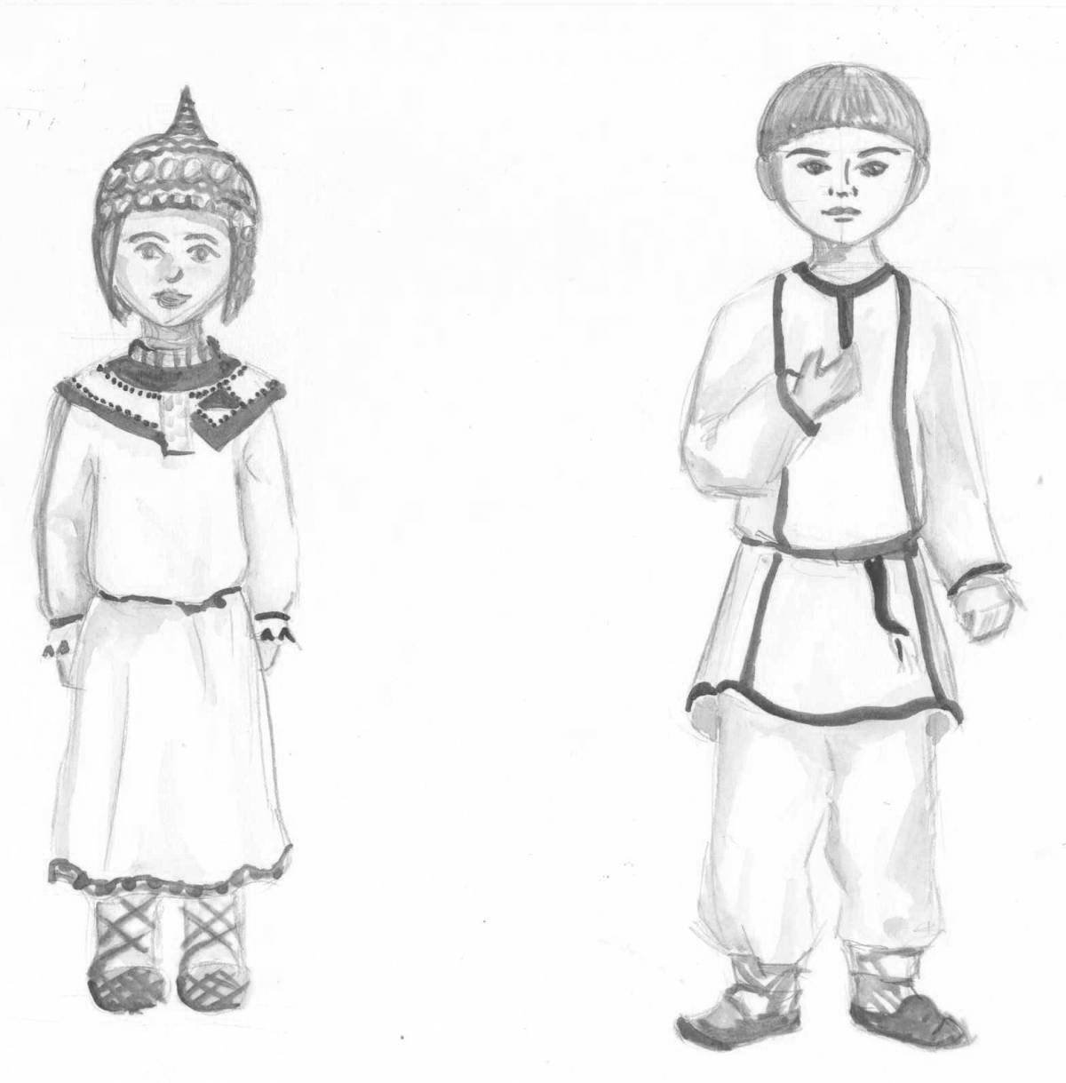Раскрась костюм народов поволжья. Чувашский костюм раскраска. Чувашский национальный костюм раскраска. Чувашский народный костюм раскраска. Чувашский костюм раскраска для детей.
