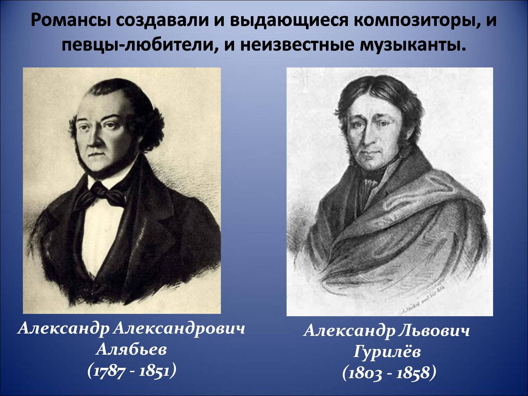 Композитор название романса. Композиторы романсов. Русские композиторы которые сочиняли романсы. Алябьев композитор.