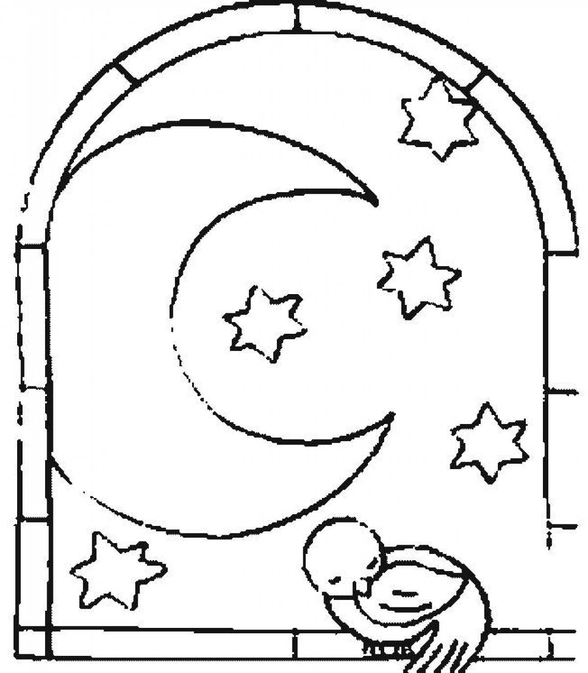 Нарисовать дом на луне окружающий мир 1. Ночь раскраска для детей. Раскраска месяц и звезды. Раскраска Луна и звезды. Трафарет месяц и звезды на окно.