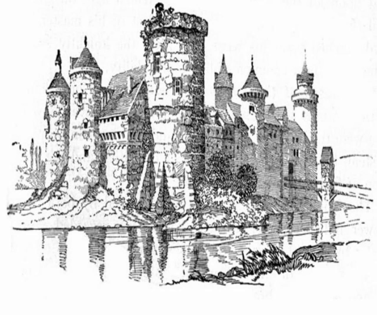 Старый замок по музыке 4 класс. Зарисовки крепостей. Замок в графике. Замок в графическом стиле. Средневековый замок иллюстрация.