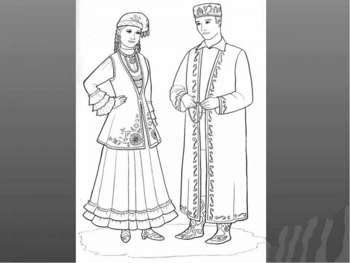 Татарский национальный костюм раскраска 61 фото
