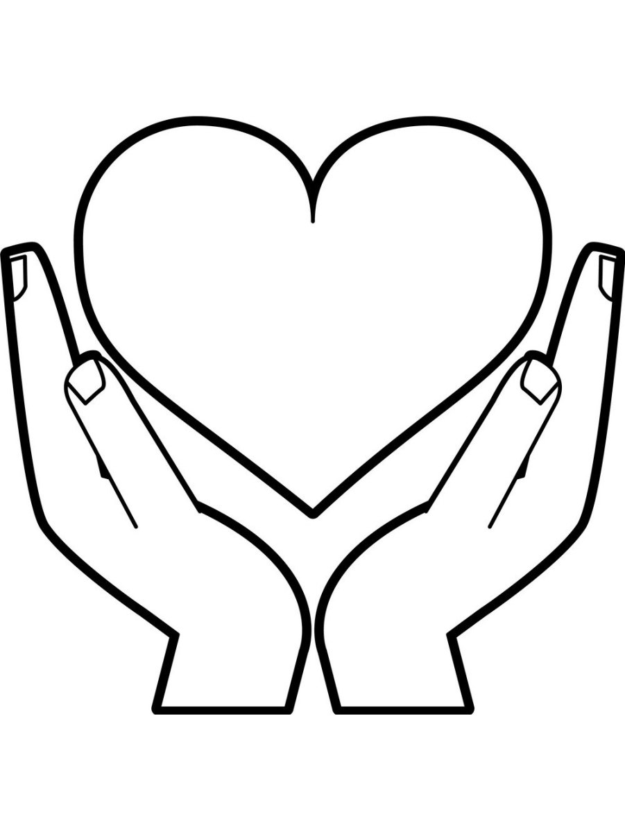 Сердце в руках раскраска