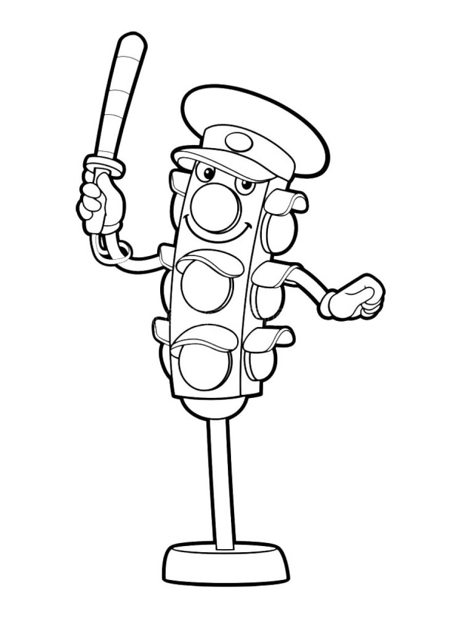 Светофор для раскрашивания детям