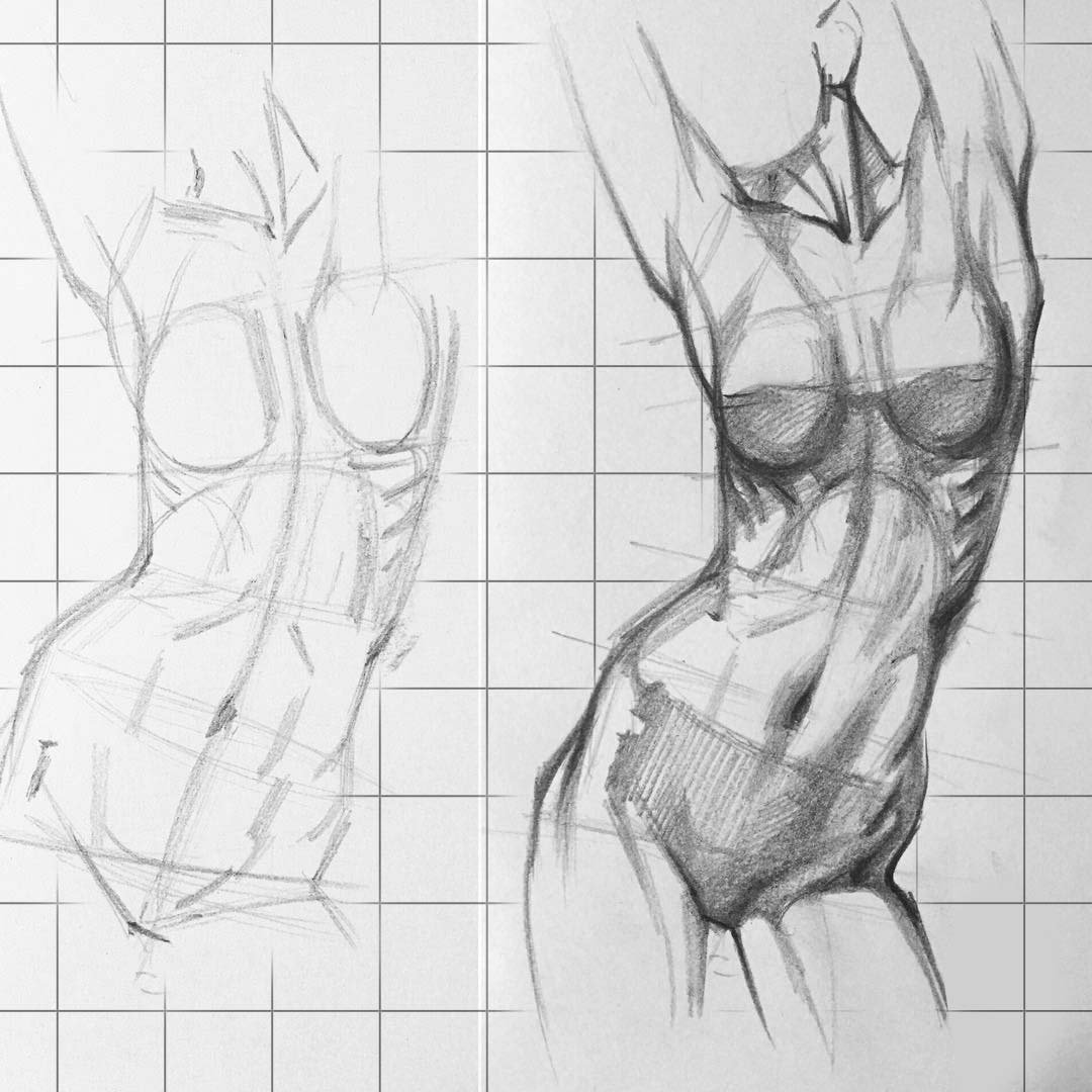 Рисунок карандашом женское тело