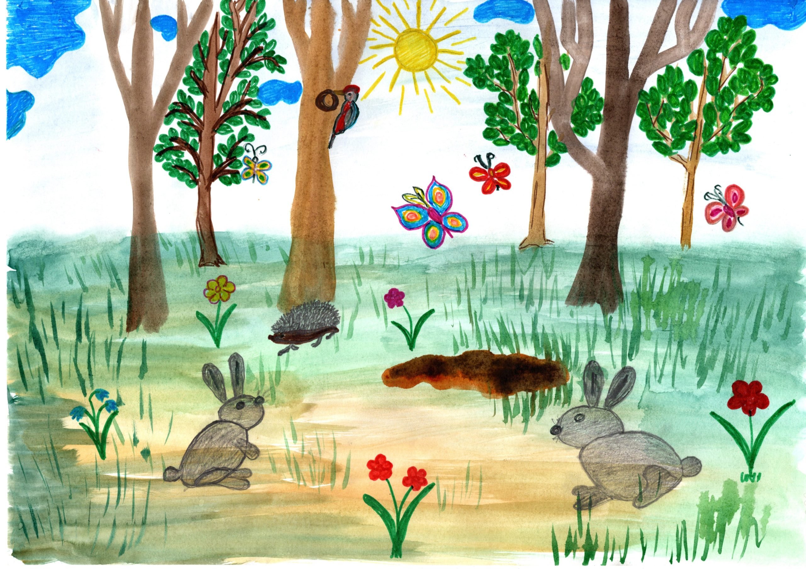 Рисунок природного сообщества 5 класс. Конкурс экологических рисунков. Опушка рисунок. Рисунки на тему на опушке леса. Экосистема лес старшая группа.
