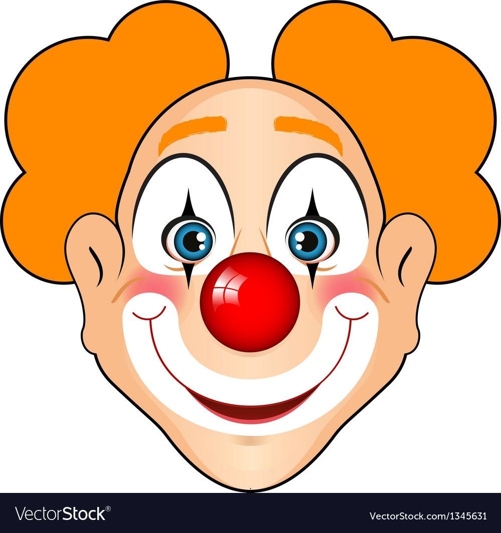 Лицо клоуна без волос. Клоун улыбается. Клоун мультяшный. Улыбка клоуна. Маска клоуна смешная.