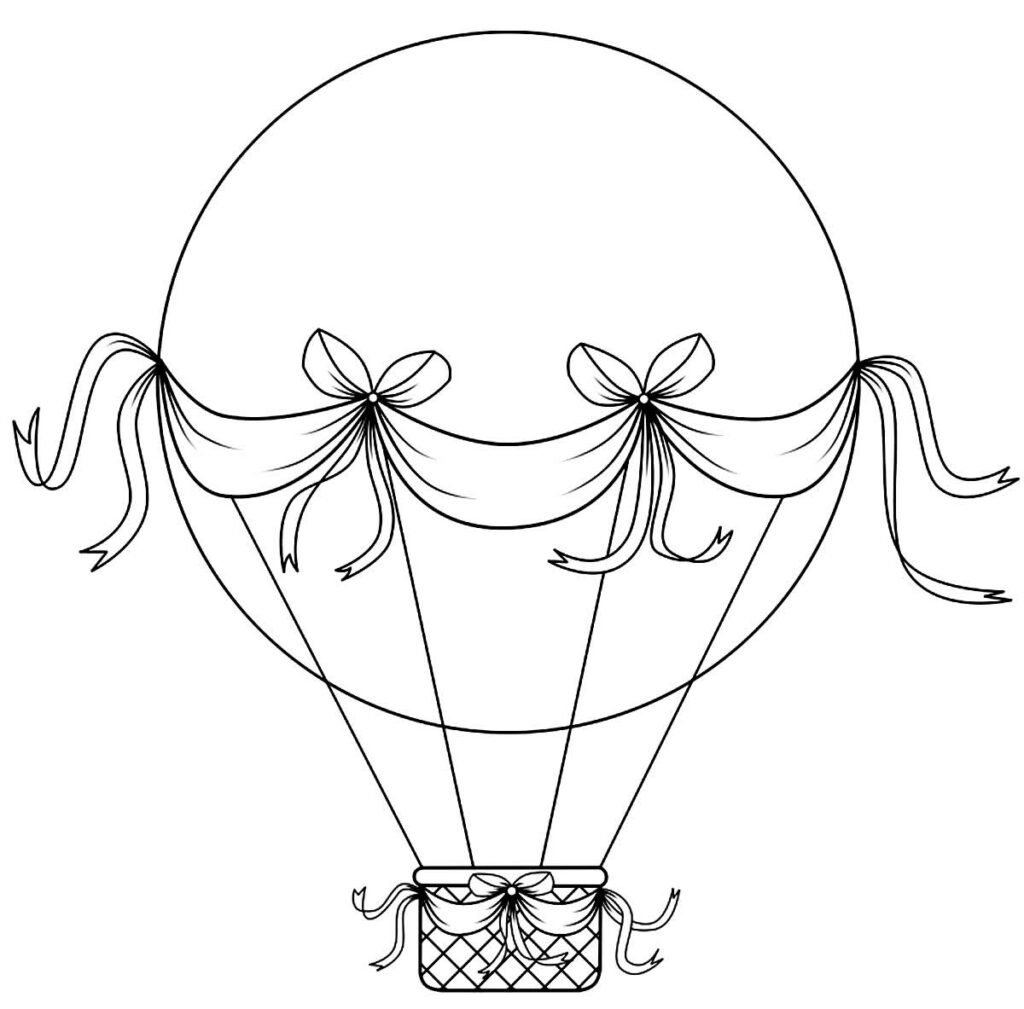 Шаблон воздушный шар с корзиной