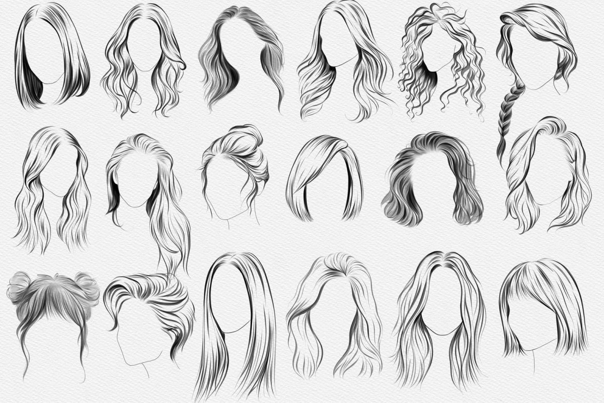 Женские волосы рисунок