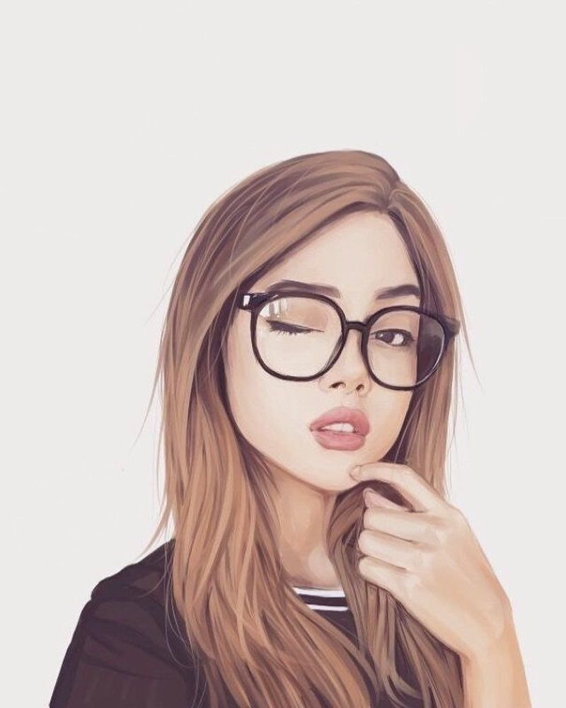Рисунок девушка в очках