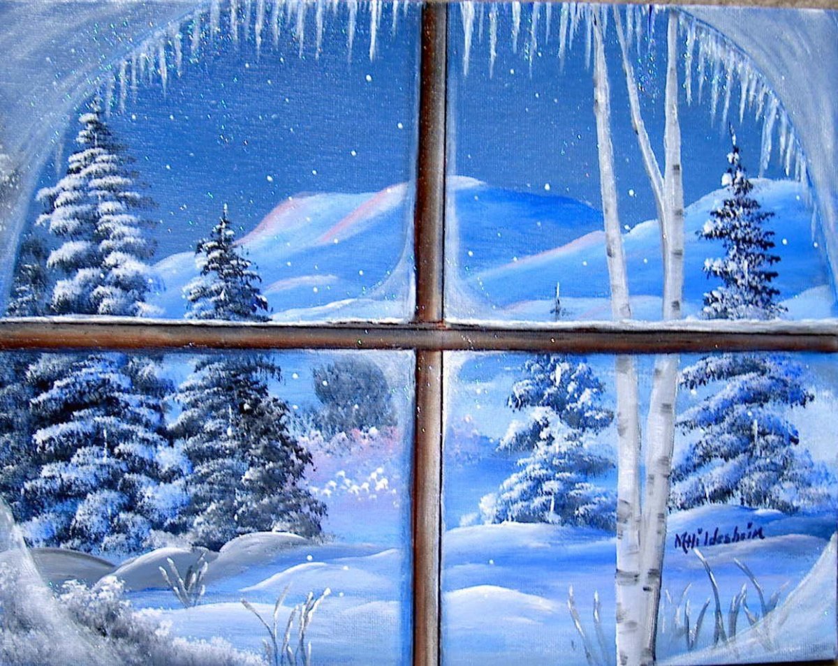 Рисунок зимнее окно