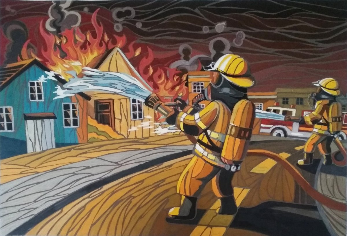 Рисунок на пожарную тематику