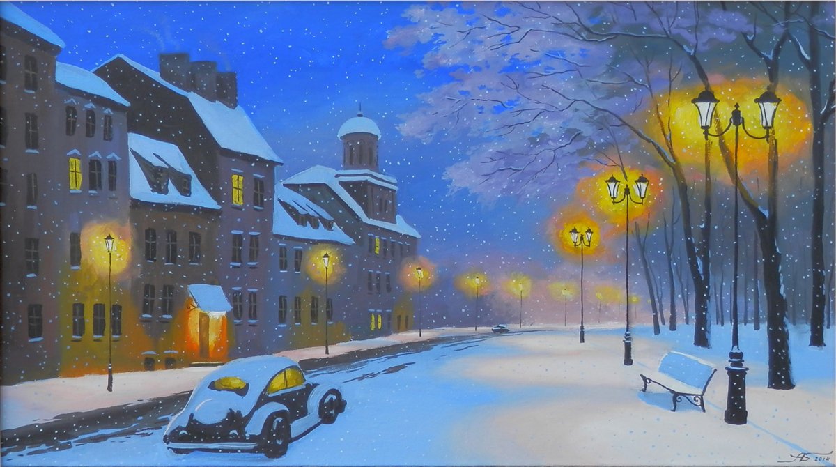 Рисунок зима в городе