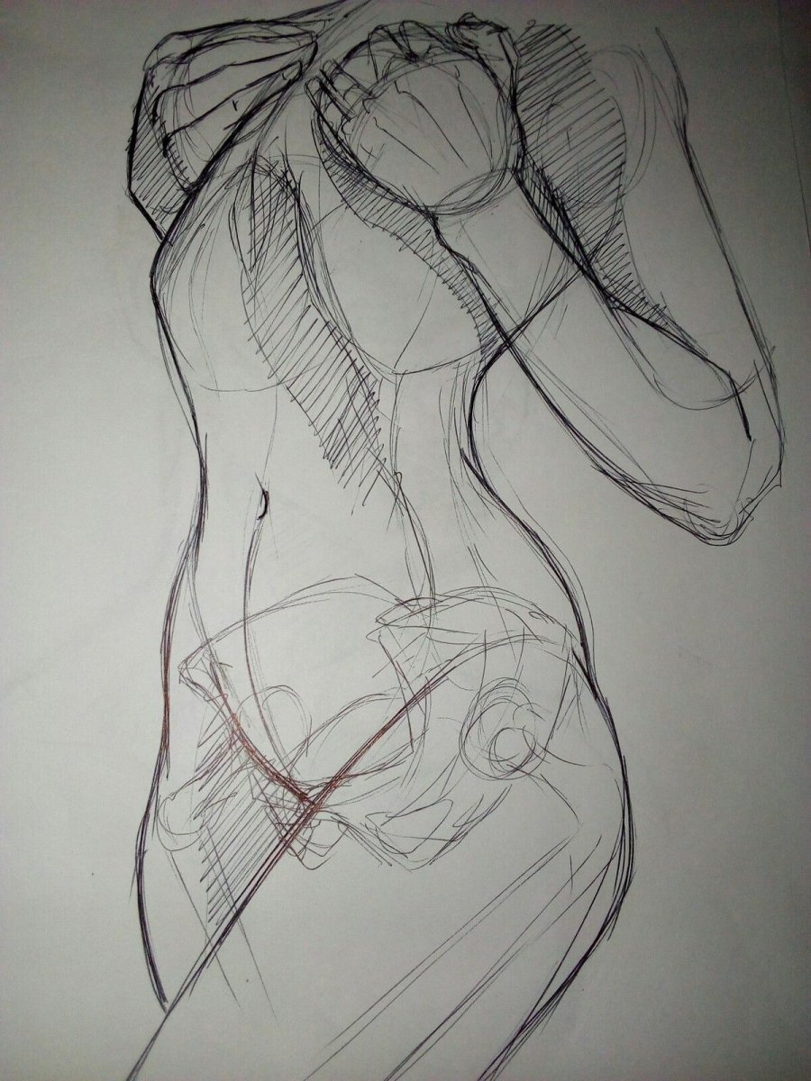 Тело девушки рисунок карандашом