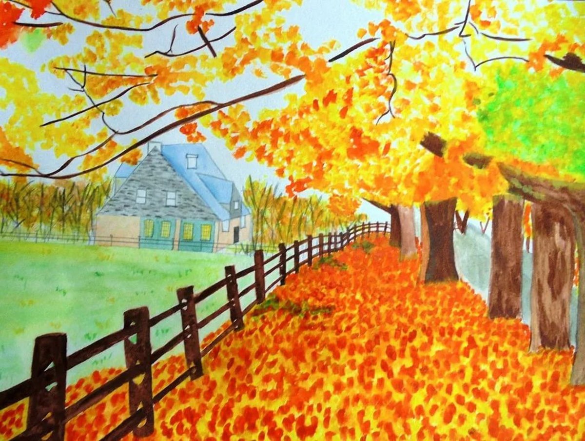 Рисунок на тему осень в садик