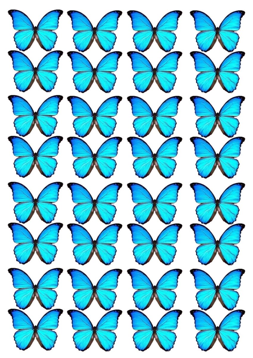 Голубые бабочки шаблон