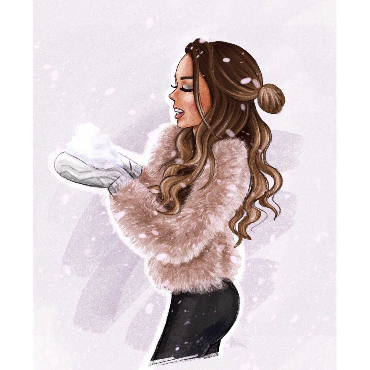 Рисунок девушка зима